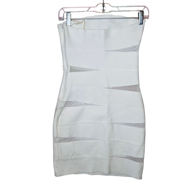 WOW Couture White Bandage Bodycon Mini Dress Mesh Panels - Picture 3 of 11